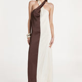 Amber Maxi Dress | Choc/White