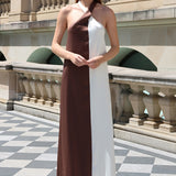 Amber Maxi Dress | Choc/White