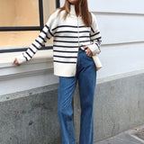 Addie Knit Jumper | White & Navy Stripe