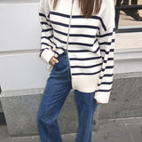 Addie Knit Jumper | White & Navy Stripe