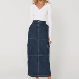 Lisa Cargo Maxi Skirt | Denim