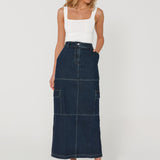 Lisa Cargo Maxi Skirt | Denim