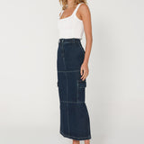 Lisa Cargo Maxi Skirt | Denim