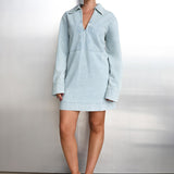 Tara L/Sleeve Dress | Washed Blue